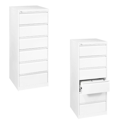 Acurado Karteischrank verkehrsweiß 6 Schubladen 55,3 x 59,0 x 135,7 cm
